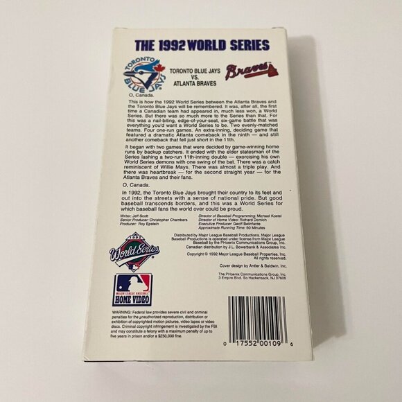 World Series 1992 Toronto Blue Jays Vs Atlanta Braves VHS Tape Baseball - Picture 4 of 16